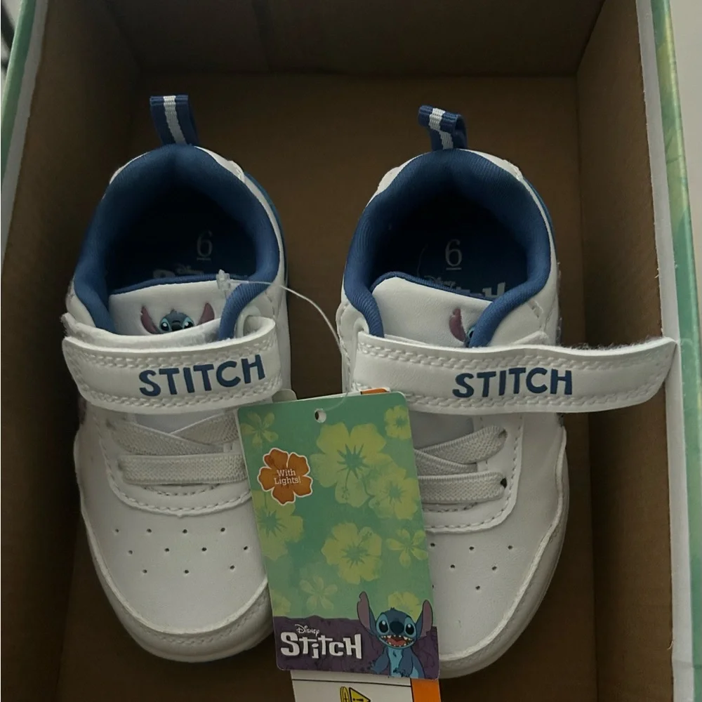 Disney Stitch White and Navy Kids Sneakers